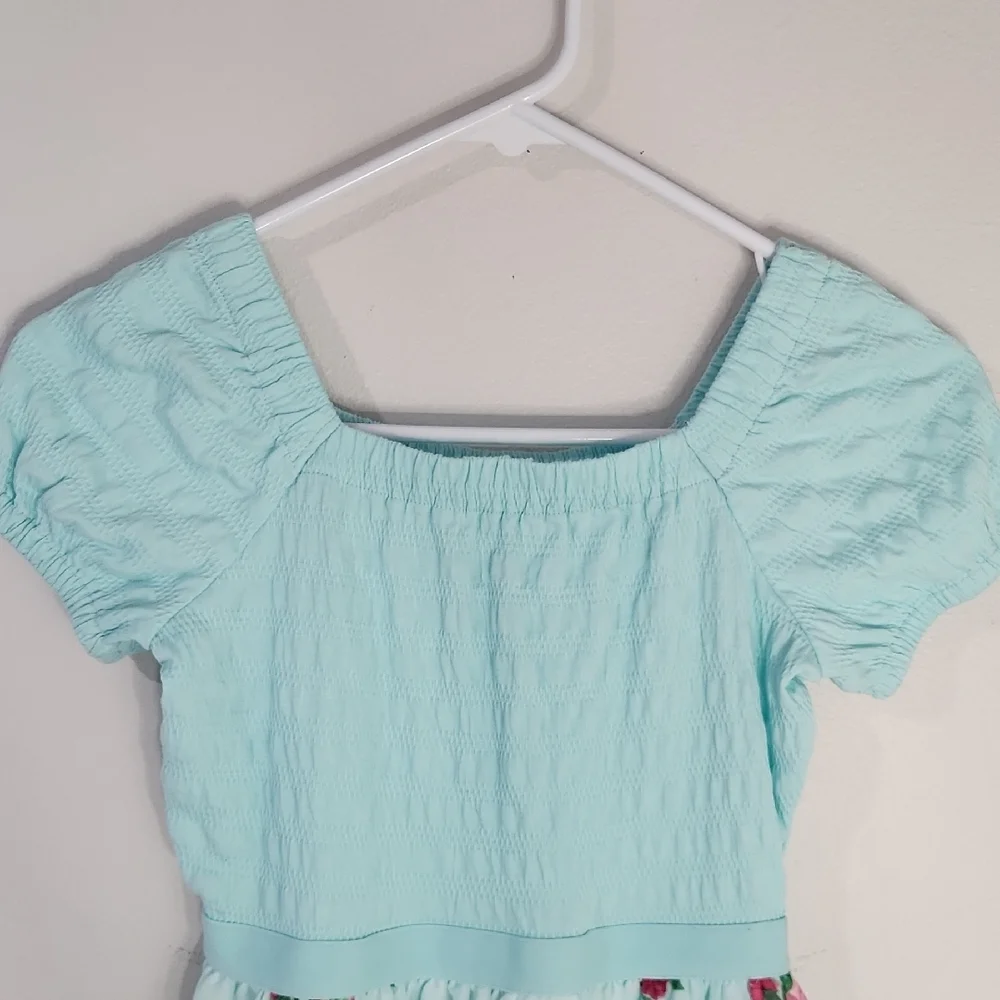 NEW Girls The Children's Place Blue Floral Smocked Dress Large (10-12) - Picture 3 of 8